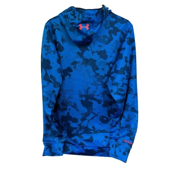 Under Armour Men’s L Blue Camo Pullover Loose Fit Hoodie with Red-Trim Logo - Picture 3 of 7